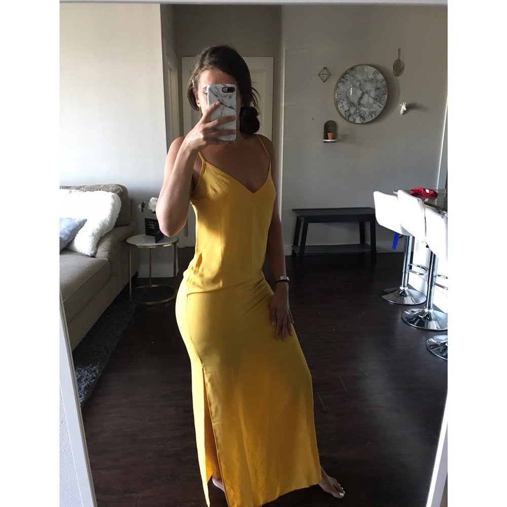 Mustard Side Slit Maxi Dress